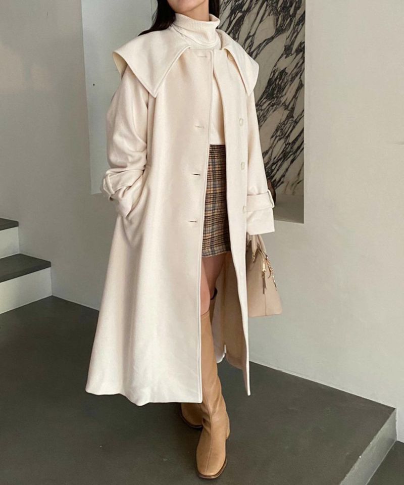 大きな襟ロングコート | レディースファッション通販のワンアフター 