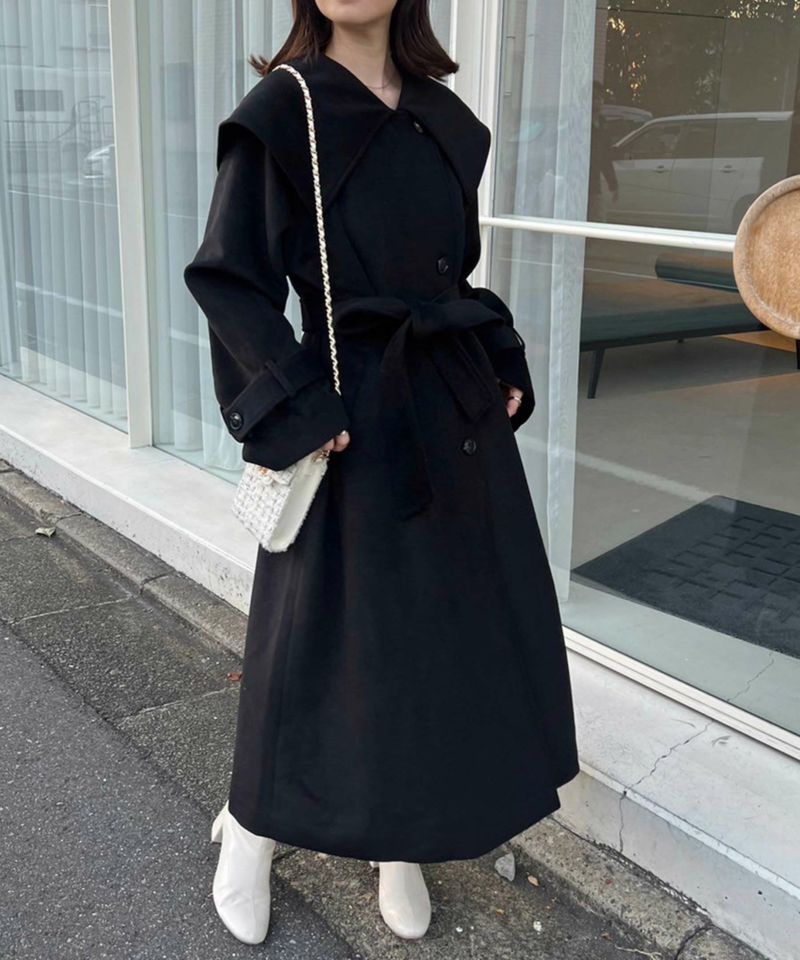 大きな襟ロングコート | レディースファッション通販のワンアフター