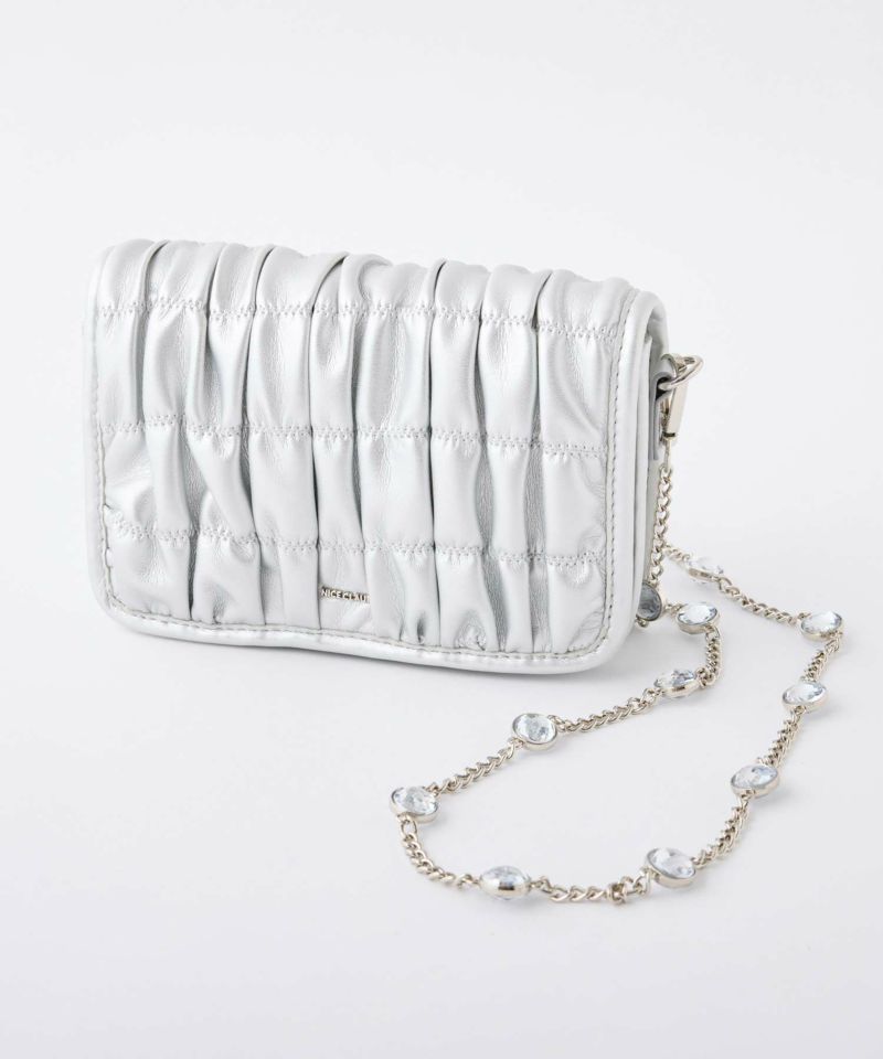 ビジューストラップ付きシャーリングスマホショルダーBAG ビジューストラップ付きシャーリングスマホショルダーBAG