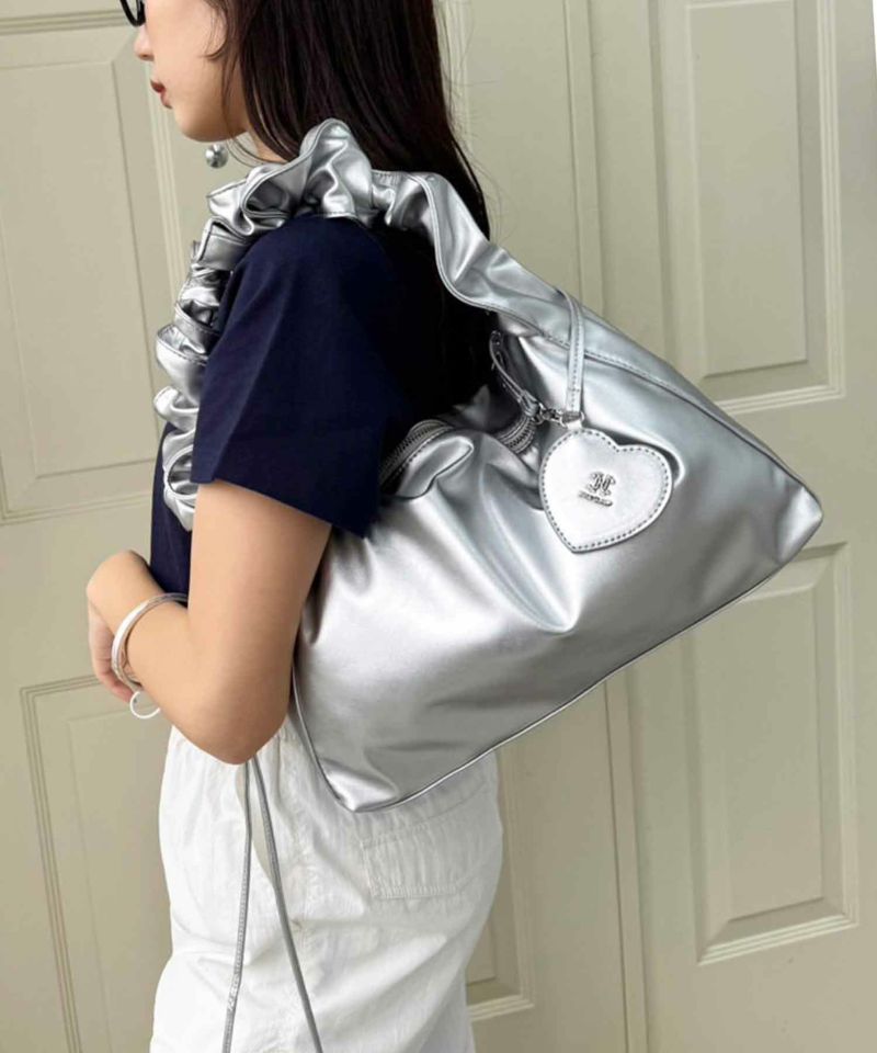 ハートミラーチャーム付ドロストBAG | レディースファッション