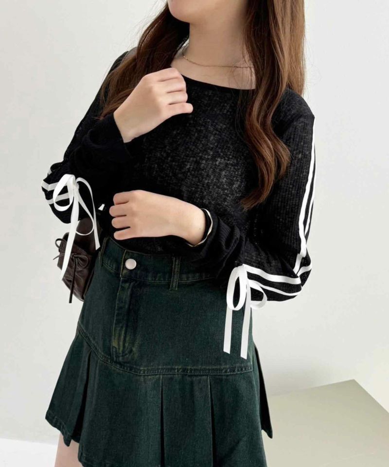 WEB限定】サイドリボンドロストレースTOPS | レディース
