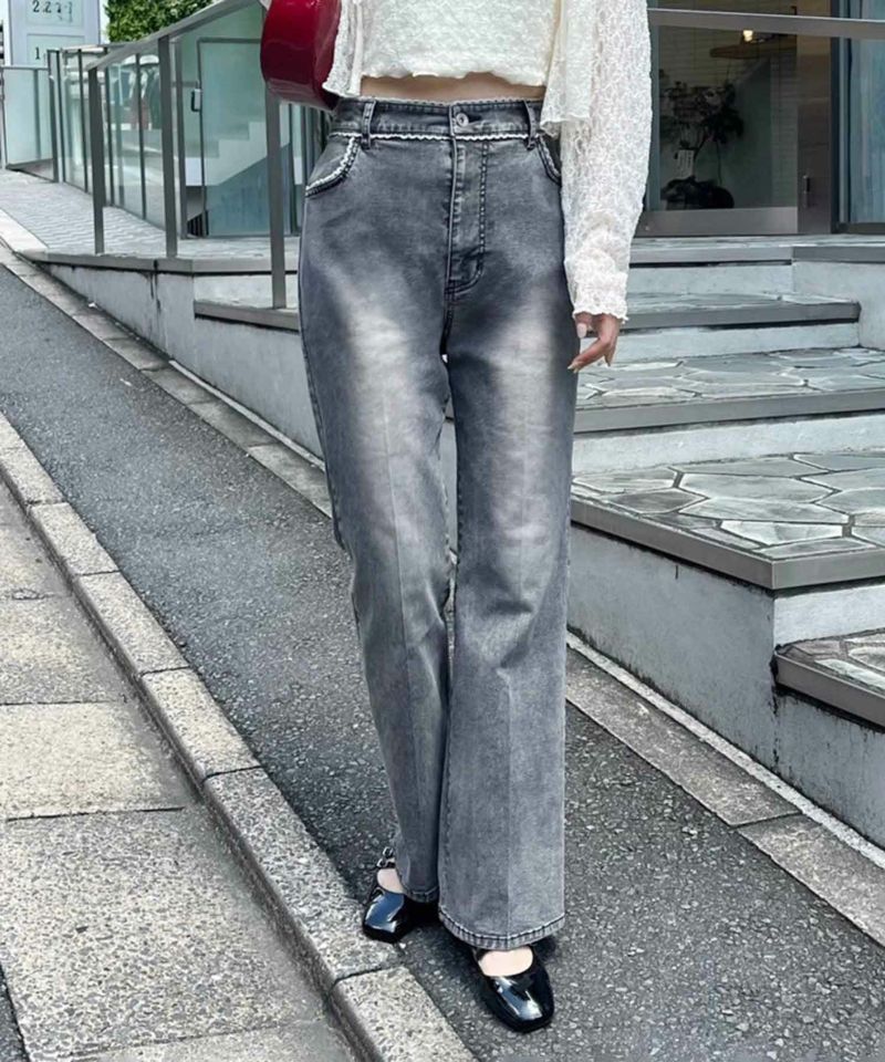 レース付き美脚デニムパンツ | レディースファッション通販の