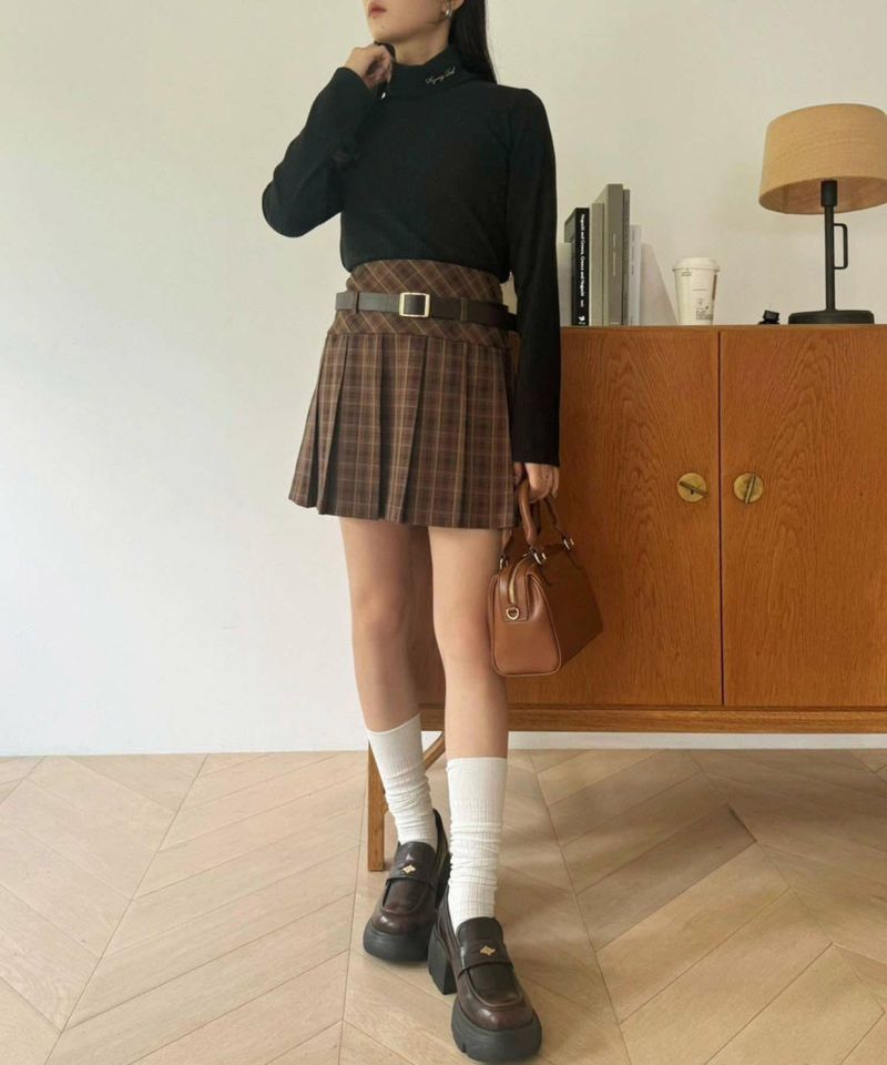 サイズ展開あり】ベルト付きプリーツミニスカート | レディース