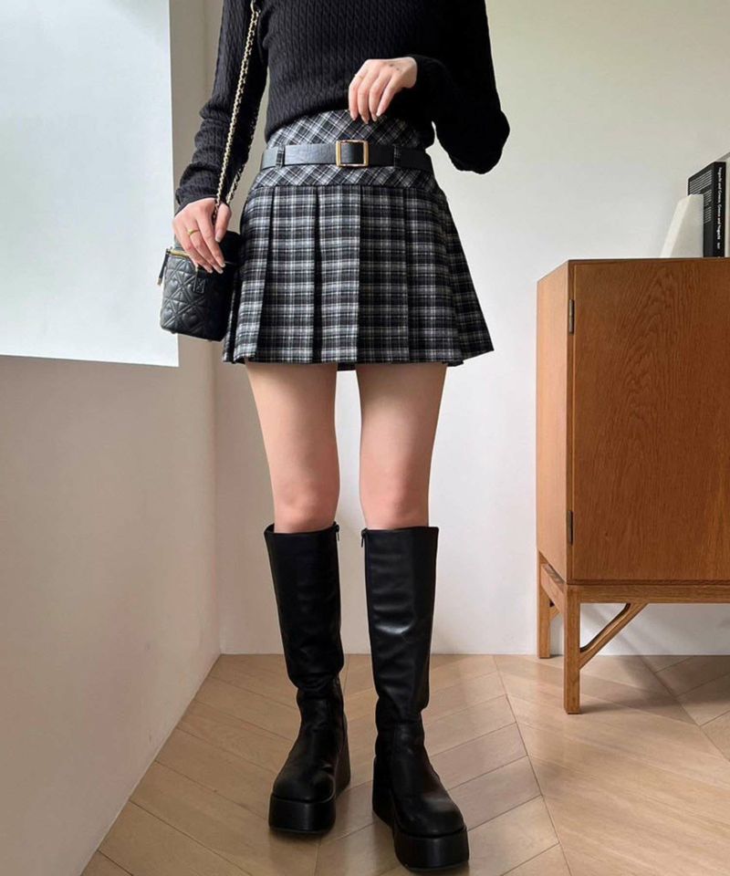 サイズ展開あり】ベルト付きプリーツミニスカート | レディース サイズ展開あり】ベルト付きプリーツミニスカート | レディース