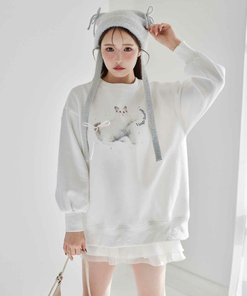 one after another NICE CLAUP/【one after another】ハーフジップ刺しゅうスウェット｜NICE CLAUP/OLIVE  des OLIVE OUTLET ONLINE STORE｜ナイスクラップ/オリーブデオリーブ アウトレット公式通販サイト