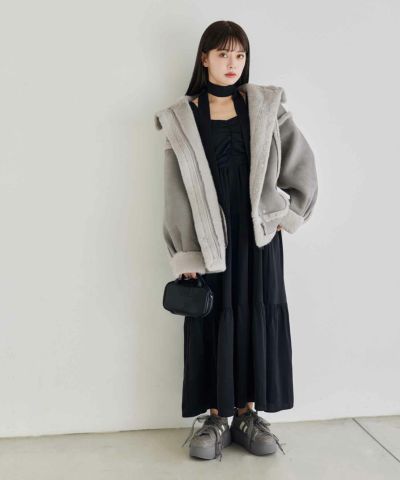 チョーカー付きティアードロングワンピース | レディース