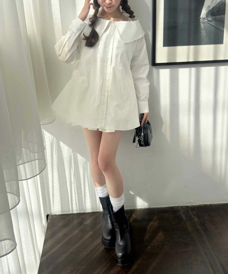 NICECLAUPナイスクラップ シアーオフショルチュニック Dreamy collection】シアーオフショルチュニック | one after