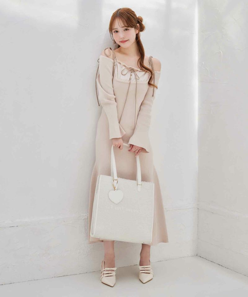 LouLoumei】 チャーム付きツイードキャリーオントートBAG