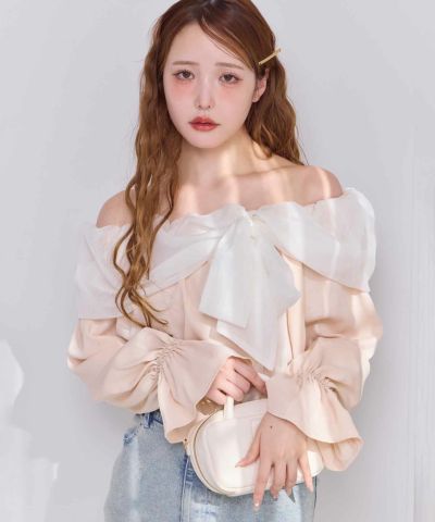 Apuweiser-riche - オフショル風リボンブラウス🎀の通販 by