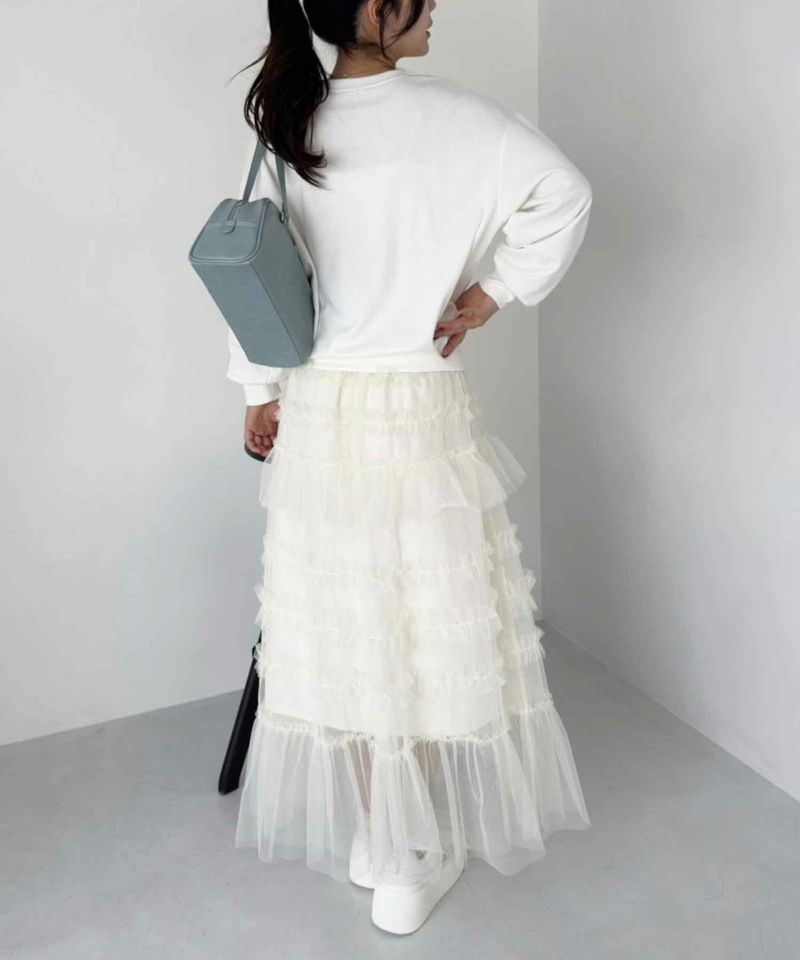 tulle collection】フリルチュールロングスカート | レディース