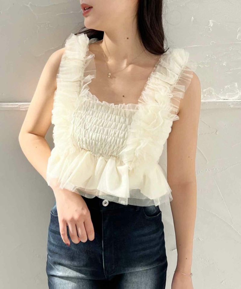 tulle collection】シャーリングチュールビスチェ | レディース