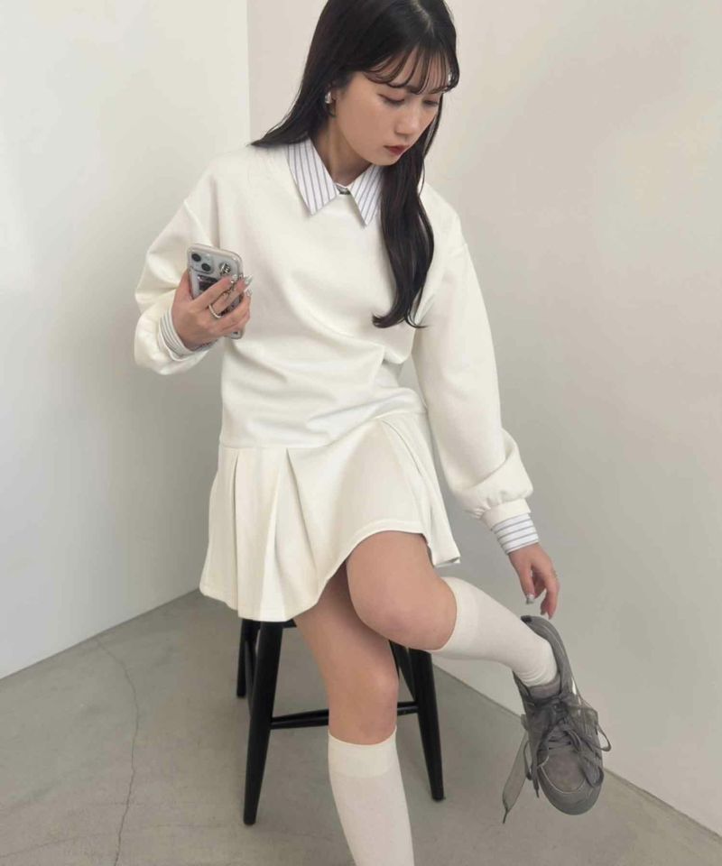 NICE CLAUP ドッキングプリーツミニワンピース M ベージュ one after another NICE CLAUP ワンピース 「Nono企画