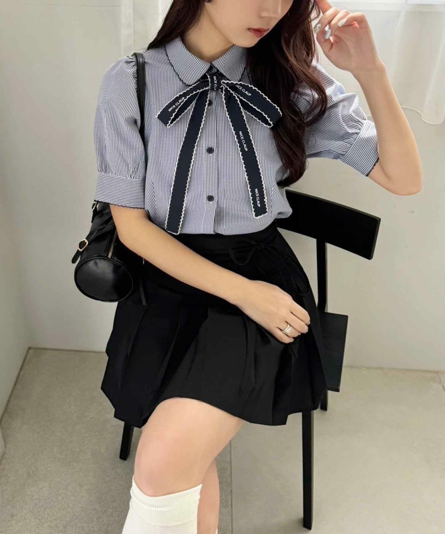 ロゴリボン付き半袖ブラウス | レディースファッション通販のワン  