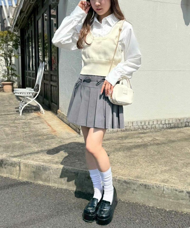 ダブルリボンプリーツスカート | レディースファッション通販の