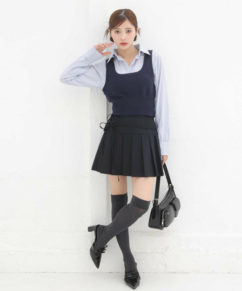ダブルリボンプリーツスカート | レディースファッション通販の