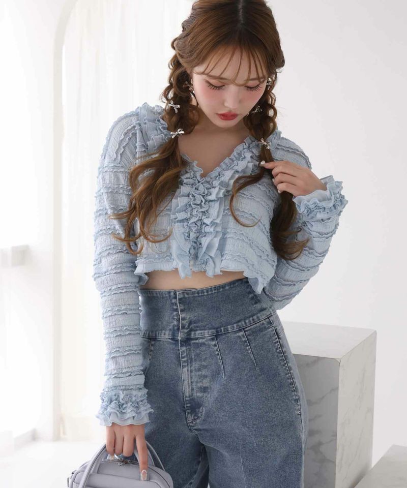 cotton lace×gingham check frill blouse | épine