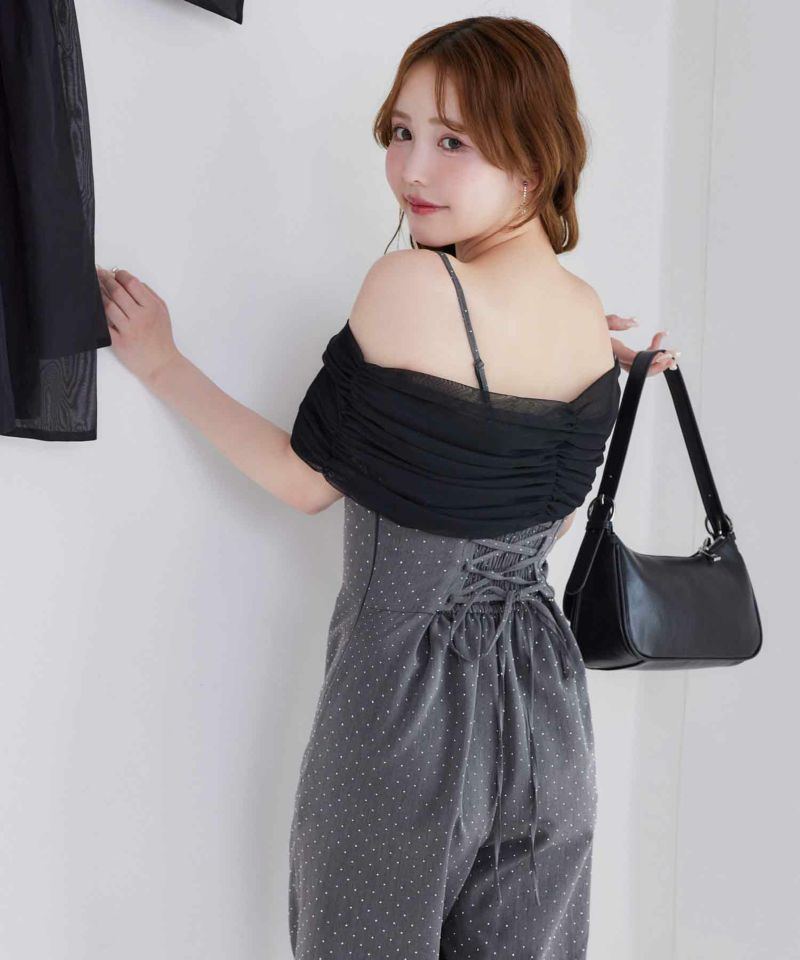 公式の店舗 Black レディース | collection】バックレースアップロンパース サロペット・オーバーオール・オールインワン