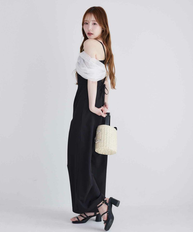 日本最大の Black collection】バックレースアップロンパース レディース | サロペット・オーバーオール・オールインワン