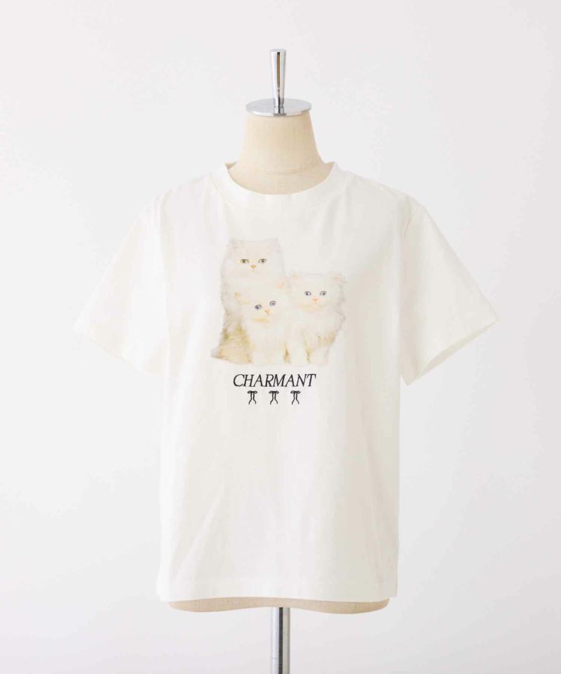 one after another NICE CLAUP - seemi Tシャツ 白×ゴールド・ベージュ×ゴールド プリントアソートTee | レディースファッション通販のワン