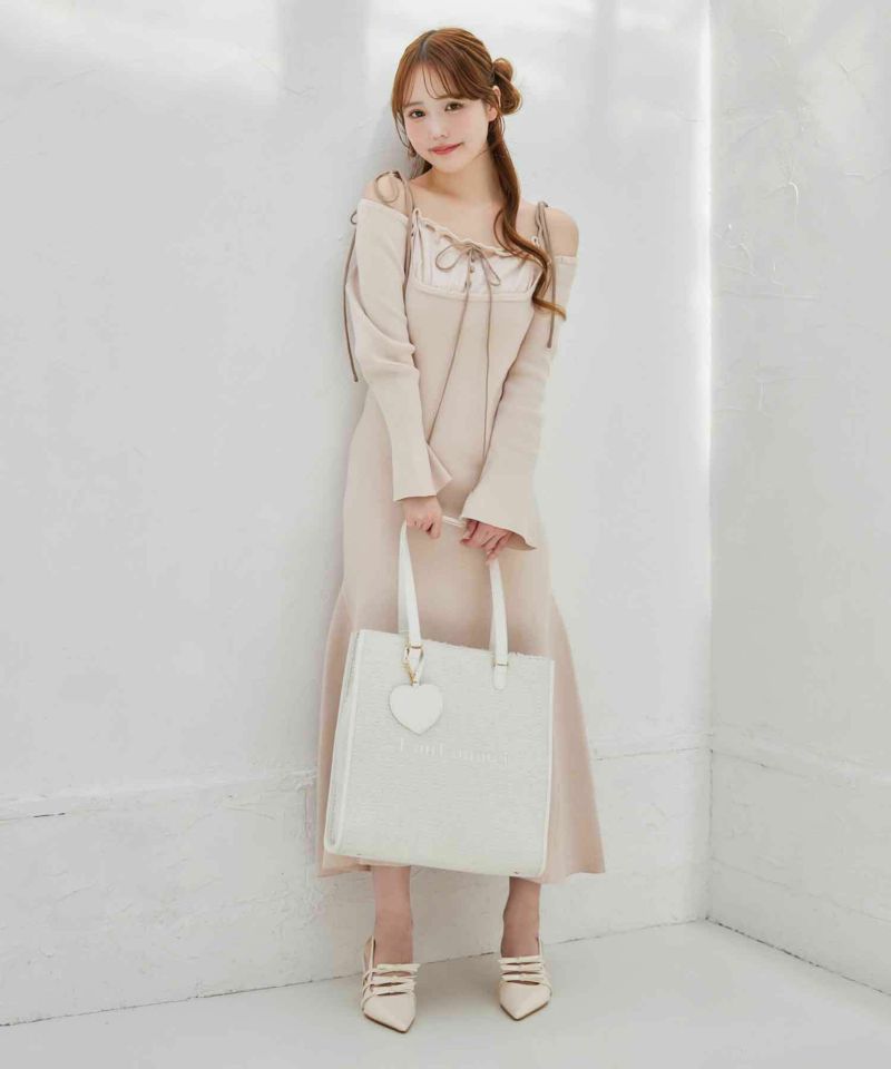 LouLoumei】 チャーム付きツイードキャリーオントートBAG