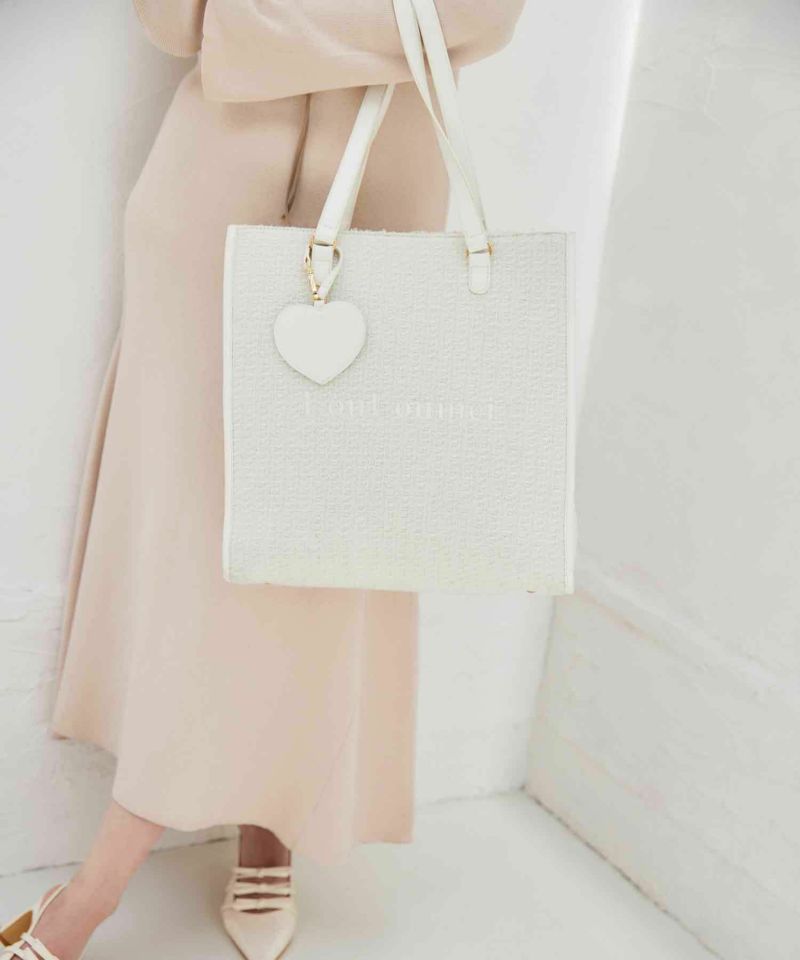 LouLoumei】 チャーム付きツイードキャリーオントートBAG