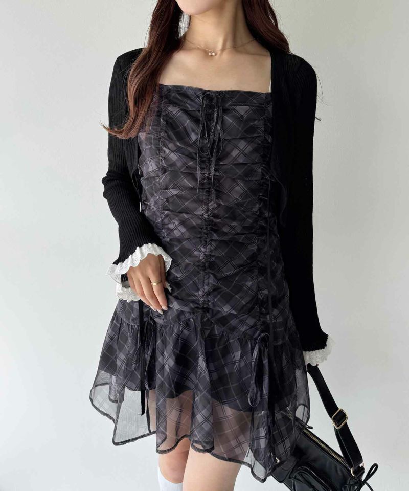 【美品/タグ付き】 NICE CLAUP ドロスカットミニワンピ（ブラック） one after another NICE CLAUP/【one after another】ドロスト