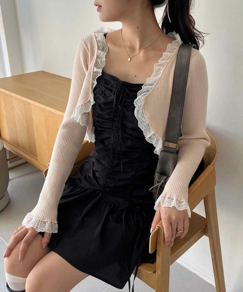 【美品/タグ付き】 NICE CLAUP ドロストカットミニワンピ one after another NICE CLAUP｜ドロストカットミニワンピ