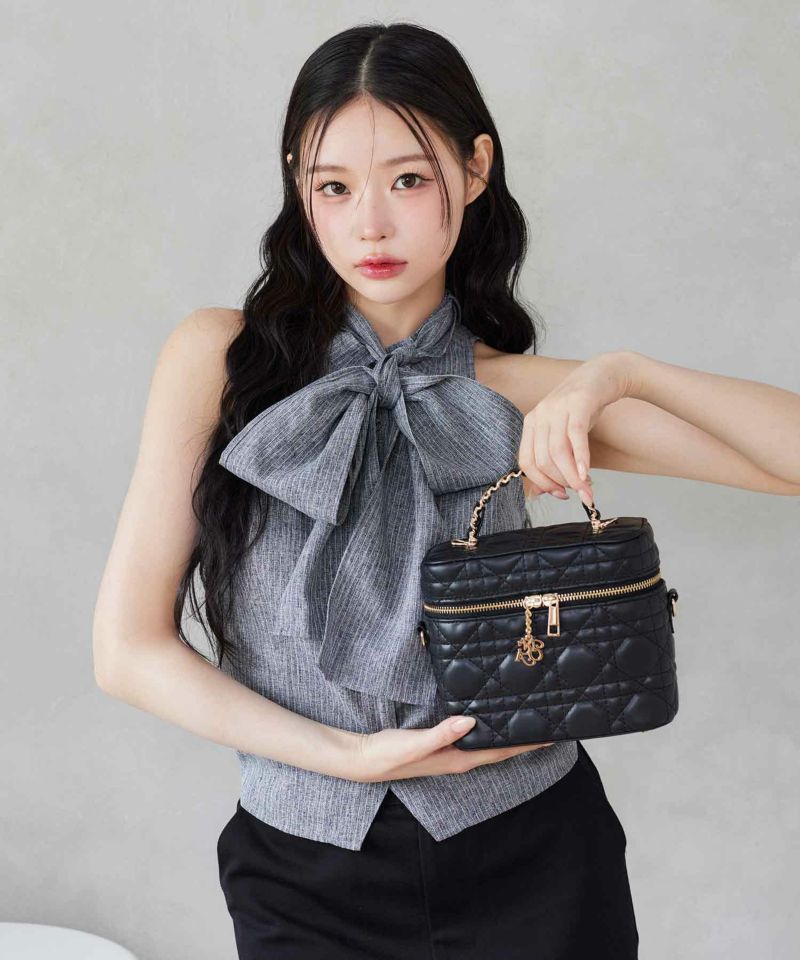 チャーム付きキルティングバニティBAG | レディースファッション