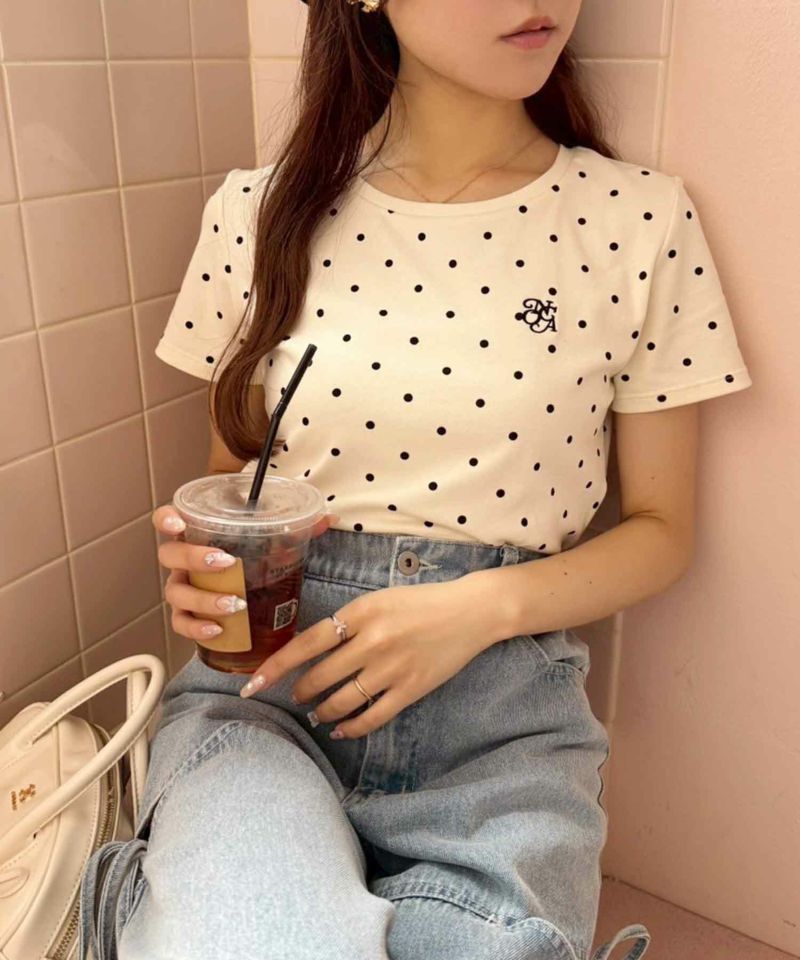 刺しゅう入りドットTee | レディースファッション通販のワン